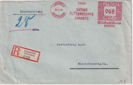 DR - Langenfeld 1934 62 Pfg AFS Becker&Bernhard Weberei Einschreiben/Postauftrag - Poststempel - Freistempel