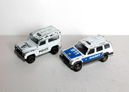 LOT 2 MAJORETTE - POLICE LAND ROVER N°266 + 911 SHERIFF JEEP CHEROKEE N°224 1/60 ANCIENNE MINIATURE        (030122.4) - Majorette