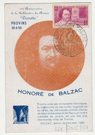 2 Cartes Maximums - BALZAC - Yvert 463 - Oblitération Illustrée Exposition Balzac - Provins - 1950 - - 1930-1939