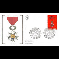 FDC Soie - Bicentenaire Légion D'honneur - 18/5/2002 Longué - Jumelles - 2000-2009