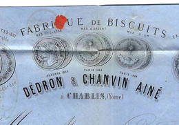 1869 Du Vin & Des Biscuits CHABLIS Yonne Fabrique De Biscuits "DEBRON CHANVIN Ainé" Alanou à Gueret Creuse V Historique - 1800 – 1899