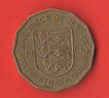 Delcampe - Jersey 1/4  Scellino 1966 One Fourth A Shilling Hastings Battle Bronze Coin - Jersey