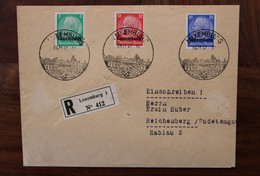 LUXEMBURG 1941 Seltener Reserve Stempel Reichenberg Sudentengau Cover Luxembourg WK2 Sudètes Sudentenland - 1940-1944 Occupation Allemande