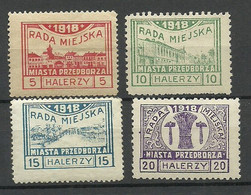 Poland Polen 1918 Przedborz Michel 15 - 18 * - Unused Stamps