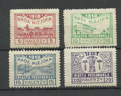 Poland Polen 1918 Przedborz Michel 15 - 18 * - Unused Stamps