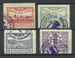 Poland Polen 1918 Przedborz Michel 15 - 18 O - Used Stamps