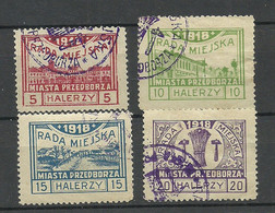 Poland Polen 1918 Przedborz Michel 15 - 18 O - Used Stamps