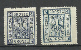 FAUX Poland 1917 Local Post Przedborz Michel 2 A * Fälschungen Forgeries - 2 Different Color Shades - Nuevos