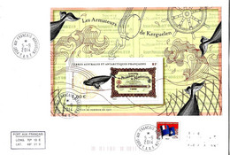 229 - 3 - Enveloppe Avec Bloc TAAF  "Armateurs De Kerguelen" 2014 - Walvissen