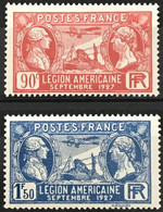 YT 244 245 (**) MNH 1927 Légion Américaine La Fayette Washington (côte 12 Euros) France – Gelu - Ongebruikt