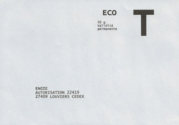 Lettre T, Eco 50g, Engie (fournisseur D'énergie) - Karten/Antwortumschläge T