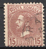 ROUMANIE - (Principauté) - 1880 - N° 55 - 15 B. Brun - (Prince Charles, Avec Barbe) - 1858-1880 Moldavia & Principado