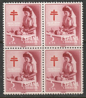 Spain 1953 Sc RA34 Espana Ed 1121 Block MNG(*) - Postage-Revenue Stamps