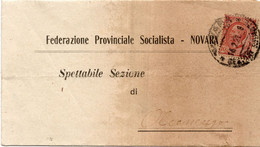 FEDERAZIONE SOCIALISTA NOVARESE - NOVARA - Comunicazione - Avviso DEL Febbraio 1921 - (rif. Doc2) - Historical Documents