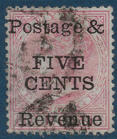 CEYLAN 1885 N°94 5 Cents Sur 4 Cents Rose Postage Revenue Oblitéré TTB - Ceylon (...-1947)