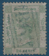 HONG KONG Victoria N°5 24c Vert Oblitéré Killer B62 En Bleu TTB - Oblitérés