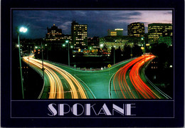 Washington Spokane Skyline At Night - Spokane
