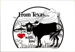 Texas Longhorn Cattle With Heart From Texas With Love - Galveston