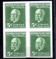 39567 Cuba 1934 5c Dr Carlos J Finlay Proof Blk4 NH Ng(as Usual) Edif No 275 - Geschnittene, Druckproben Und Abarten