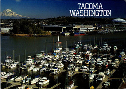 Washington Tacoma Aerial View Small Marina And Tacoma Dome STand Guard In Distance - Tacoma