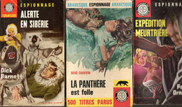 Lot 3 Romans Espionnage Editions De L'Arabesque .n:298 - 351 -  Et 501 De 1963 / 1964/ 1967 - Editions De L'Arabesque