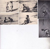 6 Photos De Particulier Gironde Vendays-Montalivet  Scene De Plage Vues Divers 1952 Réf 13820 - Plaatsen