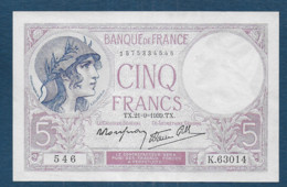 5 Francs  Violet   Du  21 - 9 - 1939 - 5 F 1917-1940 ''Violet''