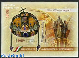Hungary 2011 Crown, Special S/s With Gemstones, Mint NH, History - Various - Kings & Queens (Royalty) - Other Material.. - Unused Stamps
