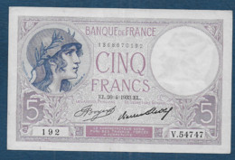 5 Francs  Violet   Du  20 - 4 - 1933 - 5 F 1917-1940 ''Violet''