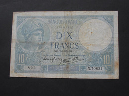 10 Francs - Dix Francs Minerve  17=8=1939   **** EN ACHAT IMMEDIAT **** - 10 F 1916-1942 ''Minerve''