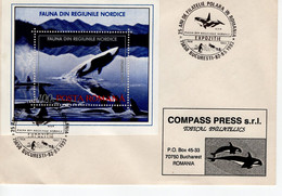 ROMANIA 1973: POLAR PHILATELY, ORCA WHALE, Souvenir Block & Illustrated Postmark On Cover  - Registered Shipping! - Poststempel (Marcophilie)