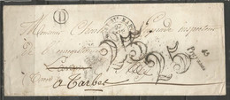 France - LAC Du 27/07/1851 De Preyssas Vers Albi - Cachets Boîte D + Pont Ste Marie + Toulouse + Tarbes + Albi + Montass - 1849-1876: Période Classique