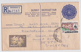 MALAISIE LETTRE ENTIER EP SEREMBAN TIMBRE STAMP MAIL POSTAL STATIONERY COVER MALAYSIA PS - Malaysia (1964-...)