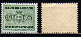 ITALIA LUOGOTENENZA - 1945 - NUOVO STEMMA SENZA FASCI - SENZA FILIGRANA - 25 CENT. - MNH - Taxe