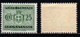 ITALIA LUOGOTENENZA - 1945 - NUOVO STEMMA SENZA FASCI - SENZA FILIGRANA - 25 CENT. - MNH - Postage Due