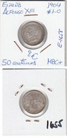 E1655 MONEDA ESPAÑA 50 CENTIMOS 1904 ESTRELLA 1-0 MBC+ 8 - Andere & Zonder Classificatie