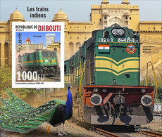 Dibouti 2021, Trains Of India, Peacock, BF IMPERFORATED - Pfauen