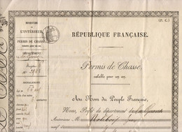 PERMIS DE CHASSE GIRONDE  ANNÉE 1878 - Documents Historiques