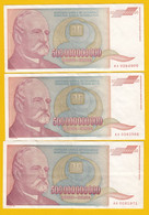 3 X 500 000 000 000 Dinara Dinars 5 Hundred Billion 1993 500 000 000 000 500.000.000.000 Paper Money JJ Zmaj Yugoslavia - Yugoslavia
