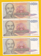 3 X 50 000 000 000 Dinara Dinars 50 Billion 1993 50 000 000 000 50.000.000.000 Paper Money Obrenovic Milos Yugoslavia - Yugoslavia