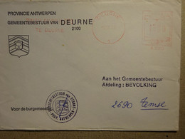 Enveloppe Gemeente 2100 DEURNE Naar Temse - 2000-...