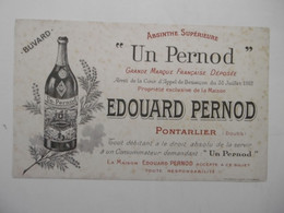Buvards - Liqueur ABSINTHE Supérieure UN PERNOD - Vieux Papiers Buvard Publicitaire Edouard Pernod à PONTARLIER DOUBS 25 - Drank & Bier