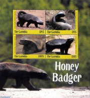 Gambia 2019 Honey Badger 4v M/s, Mint NH, Nature - Animals (others & Mixed) - Wild Mammals - Gambia (1965-...)