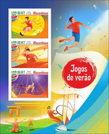 Mozambico 2021, Olympic Game In Tokyo, Tennis Table, Ring, Badminton, 3val In BFIMPERFORATED - Bádminton