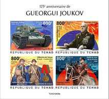 Tchad 2021, WWII, Gen. Zhukov, Tank, Horse, 4val In BF IMPERFORATED - Guerre Mondiale (Seconde)