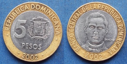 DOMINICAN REPUBLIC - 5 Pesos 2002 KM# 89 Bi-metallic - Edelweiss Coins - Dominicaine