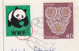 WWF, Vignette, Panda, Oblitérée Sur Carte Postale Fondation Pour Le Cheval, Le Roselet - Gebruikt