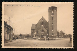 NINOVE  BURGDAM  DE NIEUWE KERK EN GEMEENTEPLAATS  !!!! SCHUINE KREUK   2 SCANS - Ninove