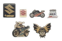 PINS PIN'S MOTO 1264 SUZUKI  AXE MOTOS LOGO  MOTO 27 HONDA ELF TETE MORT LOT 6 PINS - Motos