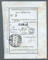 CIRIE - TORINO - 1924 - RICEVUTA  DI DEPOSITO  DI DENARO SU LIBRETTO POSTALE (STAMP100) - Italia